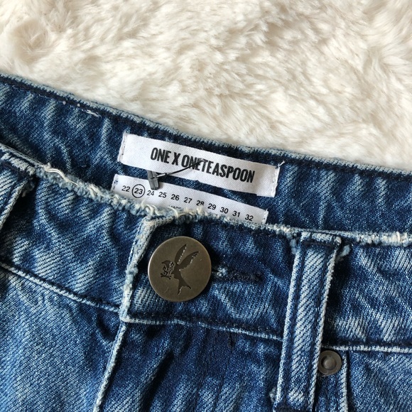 One Teaspoon High Waisted Bandits Denim Shorts - Picture 2 of 12